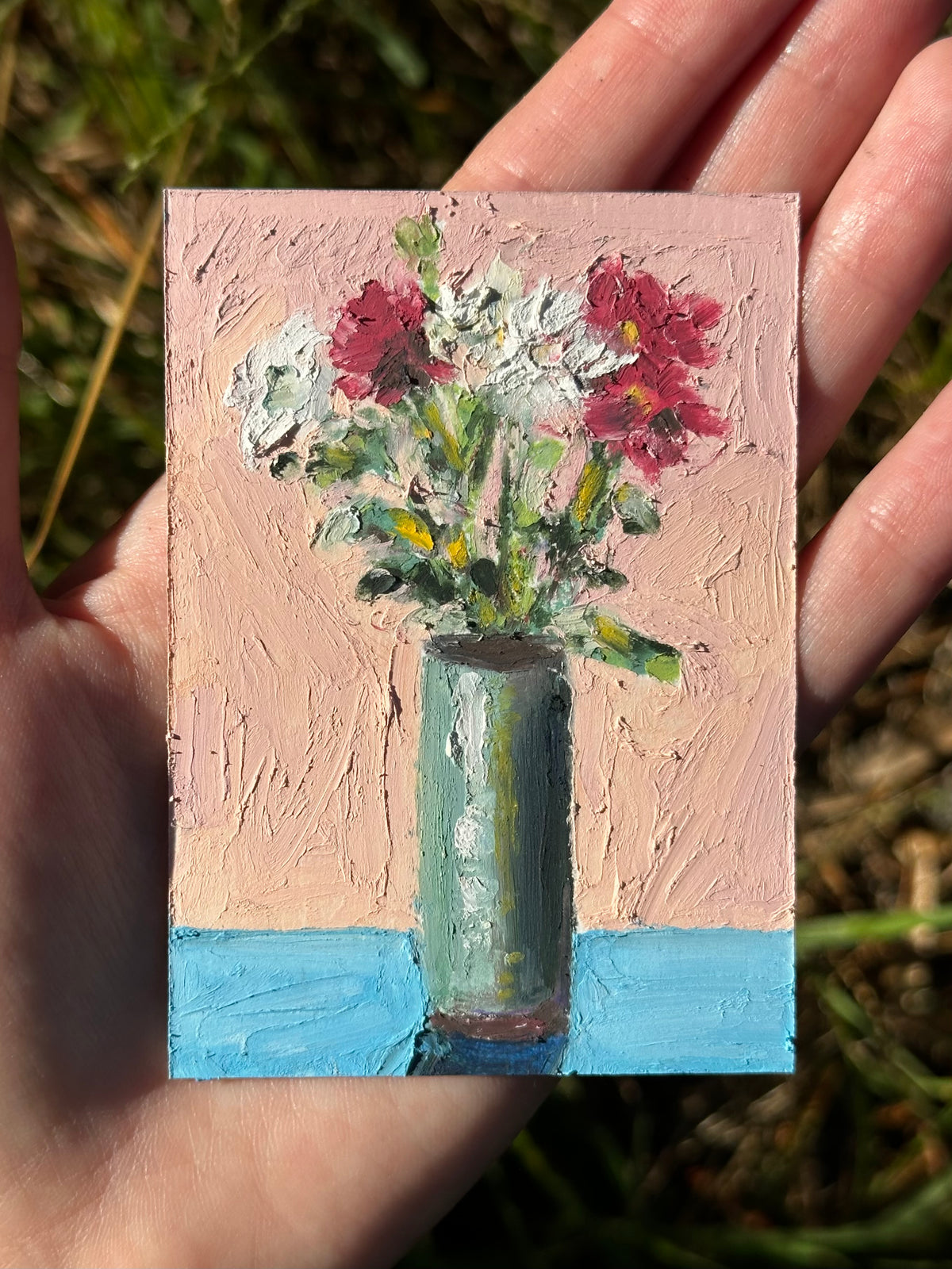 Peonies with a Pop of Blue