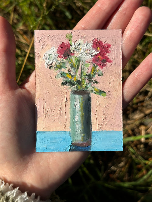Peonies with a Pop of Blue