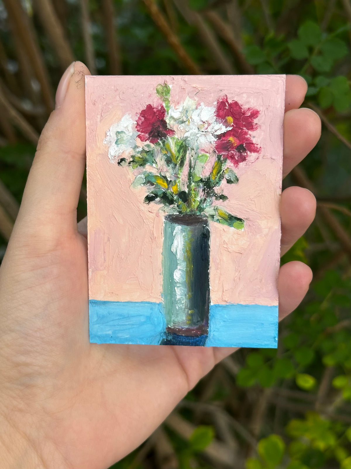 Peonies with a Pop of Blue