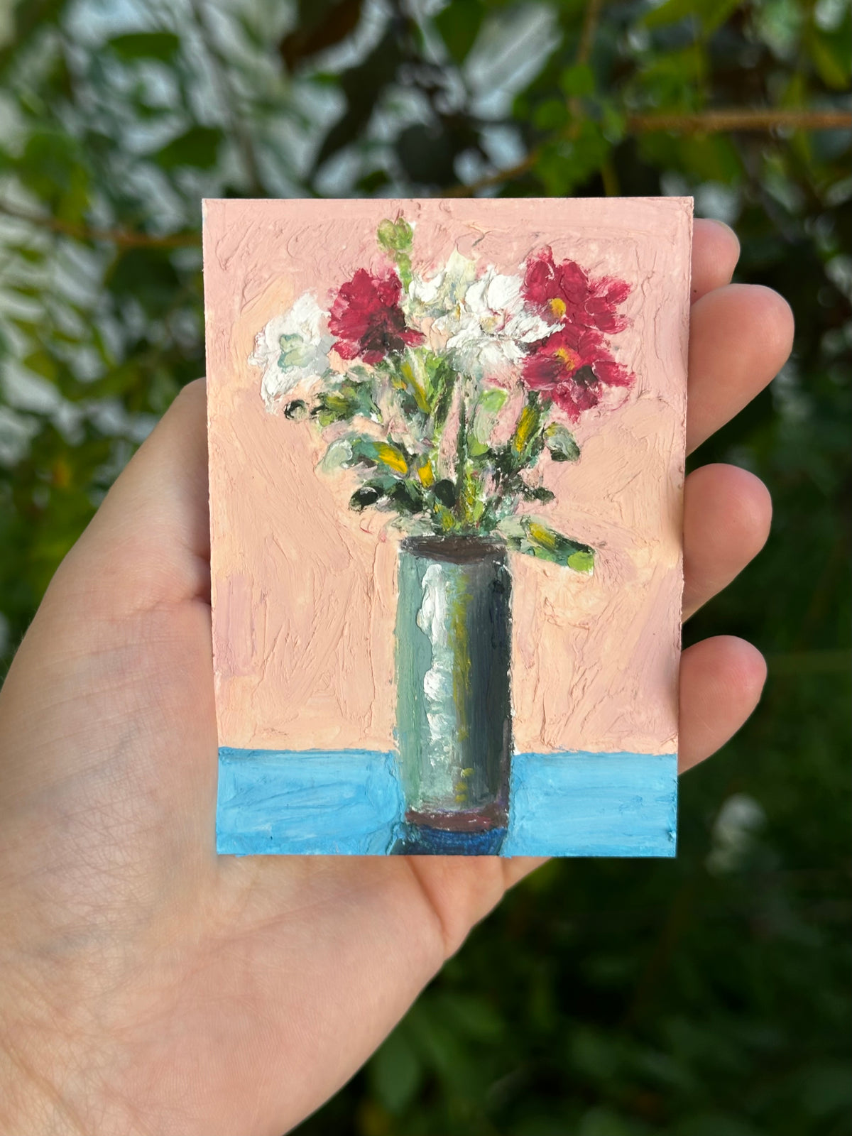 Peonies with a Pop of Blue